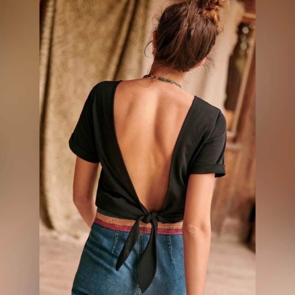 NWOT Sezane Dorian open-back top, sold out, black, small, never worn
